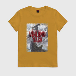 Футболка хлопковая женская Торфинн на дракаре, цвет: горчичный