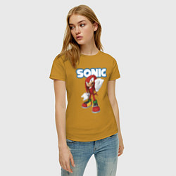 Футболка хлопковая женская Knuckles Echidna Sonic Video game Ехидна Наклз Вид, цвет: горчичный — фото 2