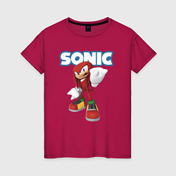 Футболка хлопковая женская Knuckles Echidna Sonic Video game Ехидна Наклз Вид, цвет: маджента