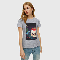 Футболка хлопковая женская Bellflower and Lantern Японский бумажный фонарь, цвет: меланж — фото 2