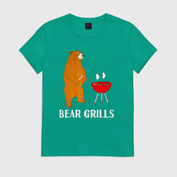 Футболка хлопковая женская Bear Grills Беар Гриллс, цвет: зеленый