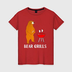 Футболка хлопковая женская Bear Grills Беар Гриллс, цвет: красный