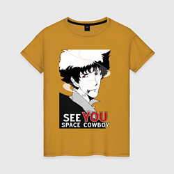 Футболка хлопковая женская Spike Spiegel, цвет: горчичный