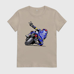 Футболка хлопковая женская Yamaha racing team Racer, цвет: миндальный