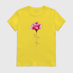 Футболка хлопковая женская Роза с надписью FAMILY, цвет: желтый