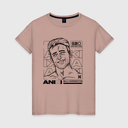 Футболка хлопковая женская ANIKI BILLY HERRINGTON ASS WE CAN, цвет: пыльно-розовый