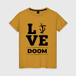 Футболка хлопковая женская Doom Love Classic, цвет: горчичный