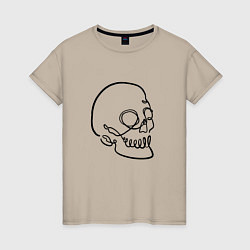 Женская футболка Череп Лайн Арт Skull Line Art