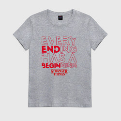 Футболка хлопковая женская Every Ending has a beginning, цвет: меланж