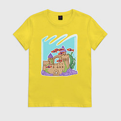 Футболка хлопковая женская Аквариумные рыбки Подводный мир, цвет: желтый