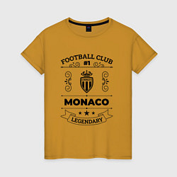 Футболка хлопковая женская Monaco: Football Club Number 1 Legendary, цвет: горчичный