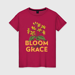 Футболка хлопковая женская Bloom with grace, цвет: маджента