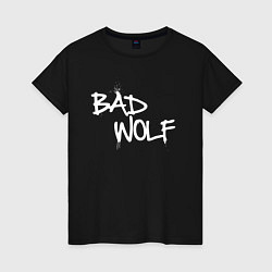 Футболка хлопковая женская Bad Wolf злой волк, цвет: черный