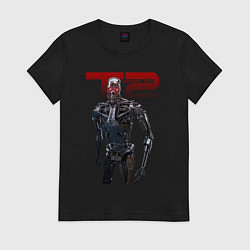 Футболка хлопковая женская Terminator 2 - T800, цвет: черный