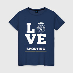 Футболка хлопковая женская Sporting Love Classic, цвет: тёмно-синий