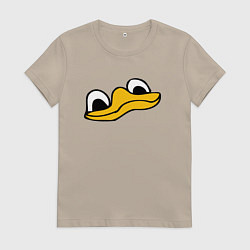 Футболка хлопковая женская Утиная моська duck face, цвет: миндальный