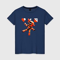 Футболка хлопковая женская Love death and robots оранжевый робот, цвет: тёмно-синий