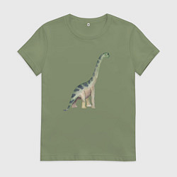 Футболка хлопковая женская Mamenchisaurus Мамэньсизавр маменчизавр, цвет: авокадо