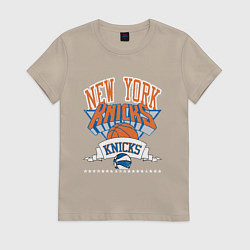 Футболка хлопковая женская NEW YORK KNIKS NBA, цвет: миндальный