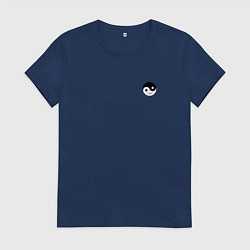 Футболка хлопковая женская ИНЬ ЯНЬ СМАЙЛ MINI, цвет: тёмно-синий