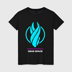 Футболка хлопковая женская Символ Dead Space в неоновых цветах, цвет: черный