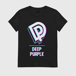 Футболка хлопковая женская Deep Purple Glitch Rock, цвет: черный