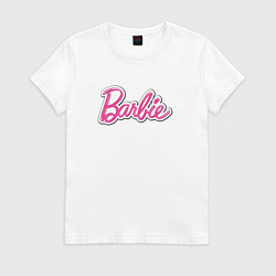 Футболка хлопковая женская Barbie logo, цвет: белый