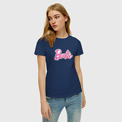 Футболка хлопковая женская Barbie logo, цвет: тёмно-синий — фото 2