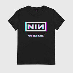 Футболка хлопковая женская Nine Inch Nails Glitch Rock, цвет: черный