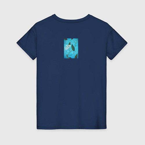 Женская футболка Плюмерия / Тёмно-синий – фото 2