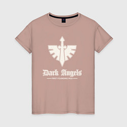 Футболка хлопковая женская Темные ангелы лого винтаж, цвет: пыльно-розовый