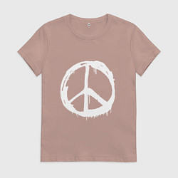 Футболка хлопковая женская Pacific symbol white, цвет: пыльно-розовый