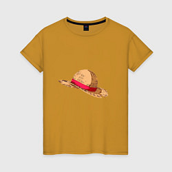 Футболка хлопковая женская LUFFY HAT, цвет: горчичный