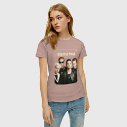 Футболка хлопковая женская Keep Calm and Enjoy the Silence - Depeche Mode, цвет: пыльно-розовый — фото 2