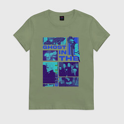 Футболка хлопковая женская Призрак в доспехах экшен, цвет: авокадо