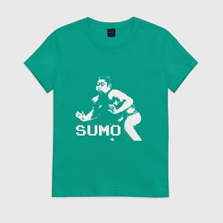 Футболка хлопковая женская Sumo pixel art, цвет: зеленый