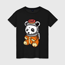 Футболка хлопковая женская Космо панда, цвет: черный