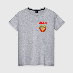 Футболка хлопковая женская USSR логотип, цвет: меланж