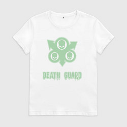 Футболка хлопковая женская Гвардия смерти Нургла винтаж лого, цвет: белый