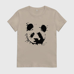 Футболка хлопковая женская Прикольный панда - клякса, цвет: миндальный