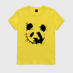 Футболка хлопковая женская Прикольный панда - клякса, цвет: желтый
