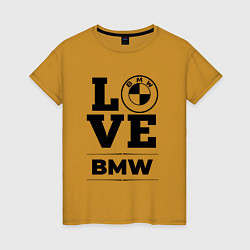 Футболка хлопковая женская BMW love classic, цвет: горчичный