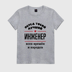 Футболка хлопковая женская Перед тобой лучший инженер - всех времён и народов, цвет: меланж