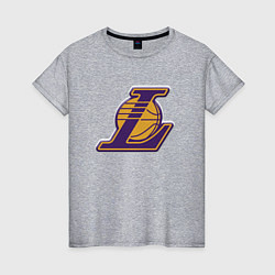 Футболка хлопковая женская ЛА Лейкерс объемное лого, цвет: меланж