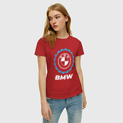 Футболка хлопковая женская BMW в стиле Top Gear, цвет: красный — фото 2