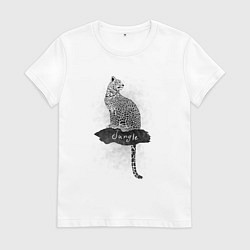 Футболка хлопковая женская Леопард на ветке, цвет: белый