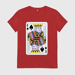 Футболка хлопковая женская Игральная карта - Король, цвет: красный