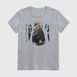 Футболка хлопковая женская Оранжевая луна и песни под гитару, цвет: меланж