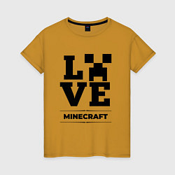 Футболка хлопковая женская Minecraft love classic, цвет: горчичный