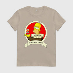 Футболка хлопковая женская To beer or not to beer?, цвет: миндальный